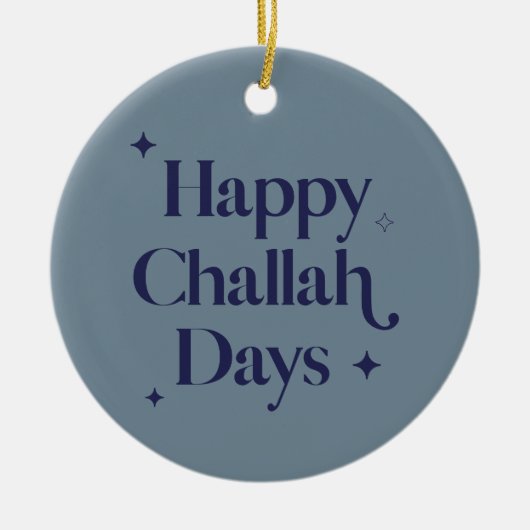Blue Modern Happy Challah Days Hanukkah Keramisch Ornament (Voorkant)