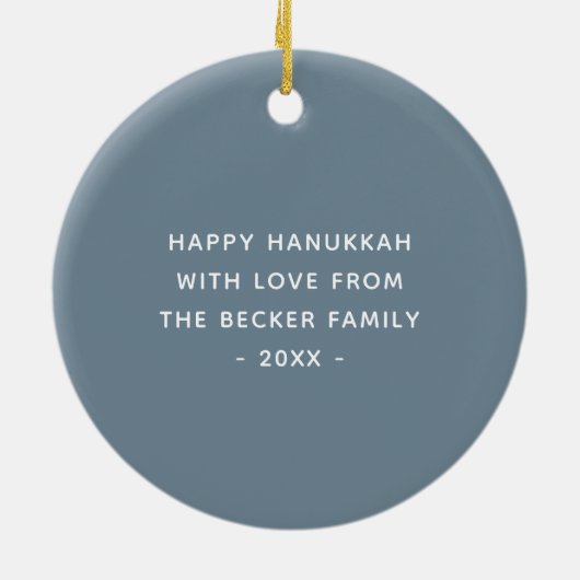 Blue Modern Happy Challah Days Hanukkah Keramisch Ornament (Achterkant)