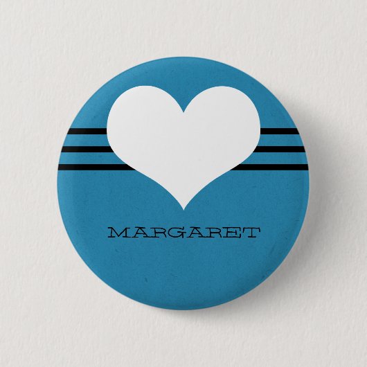 Blue Modern Heart Button (Voorkant)