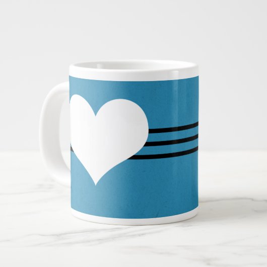 Blue Modern Heart Jumbo Mok (Links)