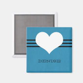 Blue Modern Heart Magnet (Voorkant / Achterkant)
