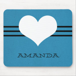 Blue Modern Heart Mousepad Muismat