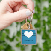 Blue Modern Heart Premium Sleutelhanger (Hand)