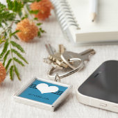 Blue Modern Heart Premium Sleutelhanger (Zijkant)