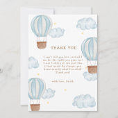 Blue Modern Hete Luchtballon Cloud Boy Baby shower Bedankkaart (Voorkant)