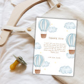 Blue Modern Hete Luchtballon Cloud Boy Baby shower Bedankkaart
