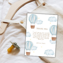 Blue Modern Hete Luchtballon Cloud Boy Baby shower Bedankkaart