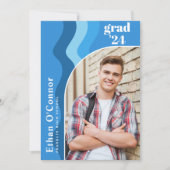 Blue Modern High School Afstuderen Foto Afstuderen Aankondiging (Voorkant)