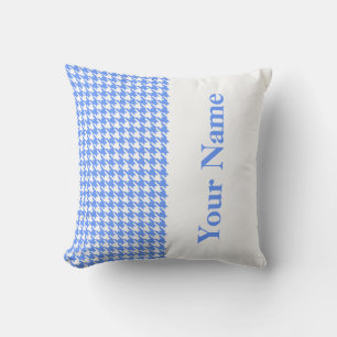 Blue Modern Houndstooth met naam Kussen