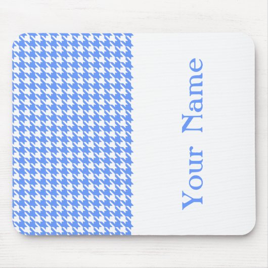 Blue Modern Houndstooth met naam Muismat (Voorkant)