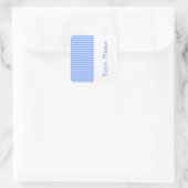 Blue Modern Houndstooth met naam Vierkante Sticker (Tas)