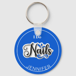 Blue Modern I Do Nails Nail Technicier Sleutelhang Sleutelhanger