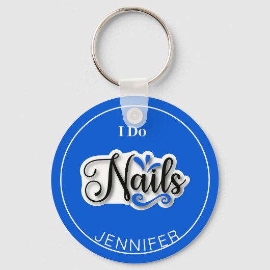 Blue Modern I Do Nails Nail Technicier Sleutelhang Sleutelhanger (Voorkant)