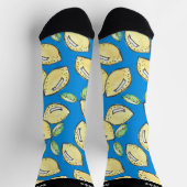 Blue Modern Lemon Schattige Fun Summer Vibrant Nam Sokken (Top)
