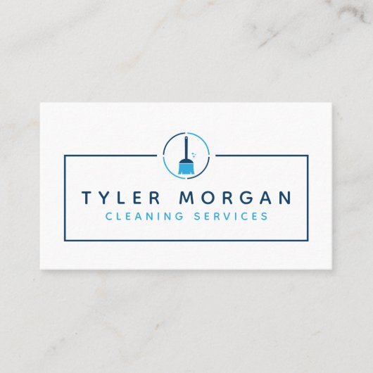 Blue Modern Logo Cleaning Services Visitekaartje (Voorkant)