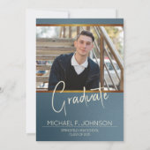 Blue Modern Masculine foto Kaart (Achterkant)