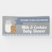 Blue Modern Milk and Cookies Striped Banner (Horizontaal)