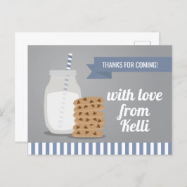 Blue Modern Milk and Cookies Striped Bedankt Briefkaart