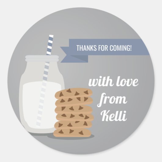 Blue Modern Milk and Cookies Striped Sticker (Voorkant)