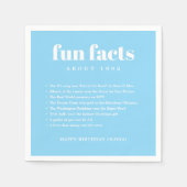 Blue Modern Minimal Fun Facts Verjaardagsjaar Servet (Voorkant)