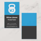 Blue Modern minimalist Kettlebell Fitness Trainer Visitekaartje (Voorkant / Achterkant)