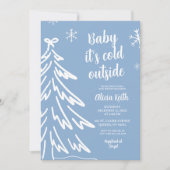 Blue Modern Minimalist Winter Baby Shower Kaart (Voorkant)