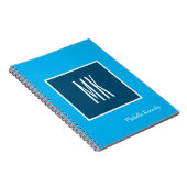 Blue Modern Monogrammed Professional Notitieboek (Rechterzijde)