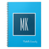 Blue Modern Monogrammed Professional Notitieboek (Voorkant)
