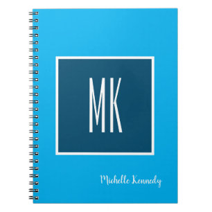 Blue Modern Monogrammed Professional Notitieboek