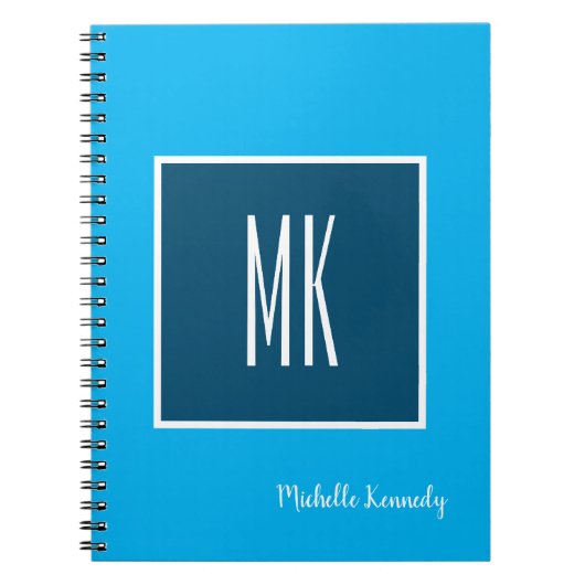 Blue Modern Monogrammed Professional Notitieboek (Voorkant)