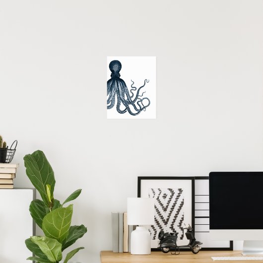 Blue Modern Octopus Poster (Thuiskantoor)