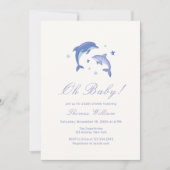 Blue Modern onder het Zee Dolphin Baby shower Kaart (Voorkant)