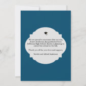 Blue Modern Photo Afstuderen Afstuderen Aankondigi Kaart (Achterkant)