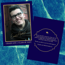 Blue Modern Photo Afstuderen Afstuderen Aankondigi