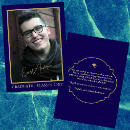 Blue Modern Photo Afstuderen Afstuderen Aankondigi Kaart