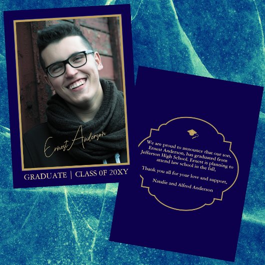 Blue Modern Photo Afstuderen Afstuderen Aankondigi Kaart