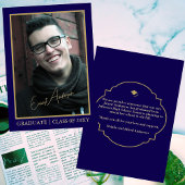 Blue Modern Photo Afstuderen Afstuderen Aankondigi Kaart