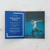 Blue Modern Photo Afstuderen Invitation (Binnen)