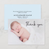 Blue Modern Photo Baby Shower Dank je Bedankkaart (Voorkant / Achterkant)