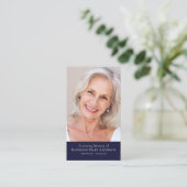 Blue Modern Photo Memorial Prayer Kaart Contactkaartje (Staand voorkant)