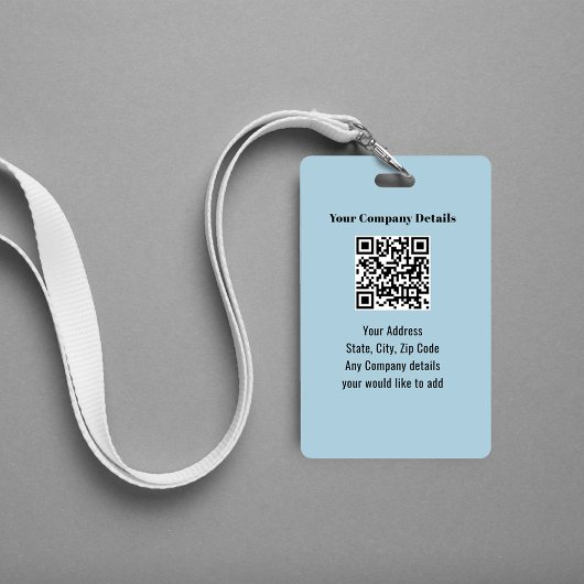 Blue Modern Photo QR Code Employee Badge