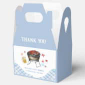 Blue Modern Plaid Retro Country Baby Q Baby shower Bedankdoosjes (Geopend)