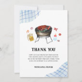 Blue Modern Plaid Retro Country Baby Q Baby shower Bedankkaart (Voorkant)