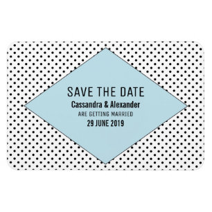 Blue Modern Polka Dots Save the Date Magneet
