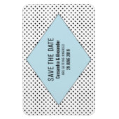 Blue Modern Polka Dots Save the Date Magneet (Verticaal)