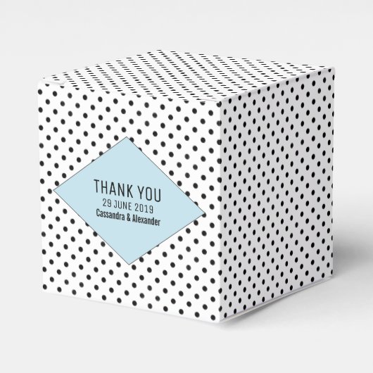 Blue Modern Polka Dots Wedding Bedankdoosjes (Voorkant Zijde)