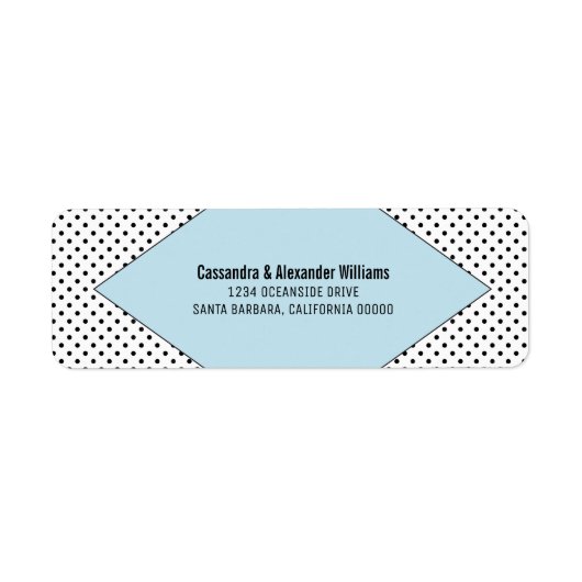 Blue Modern Polka Dots Wedding Etiket (Voorkant)
