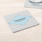 Blue Modern Polka Dots Wedding Kartonnen Onderzetters (Schuin)
