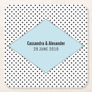 Blue Modern Polka Dots Wedding Kartonnen Onderzetters