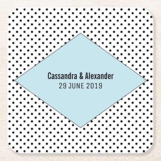 Blue Modern Polka Dots Wedding Kartonnen Onderzetters (Voorkant)